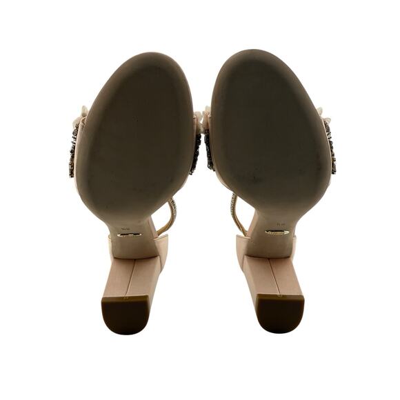 JEWEL BADGLEY MISCHKA satin and crystal block heels with zip back Size 9.5 NEW - Picture 12 of 15